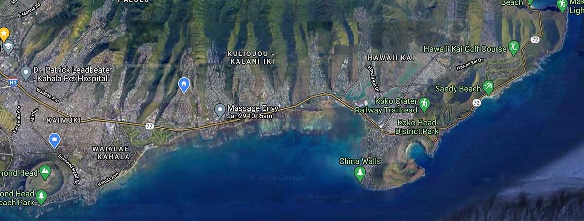 Map showing Hawaii Kai Plumbing service area